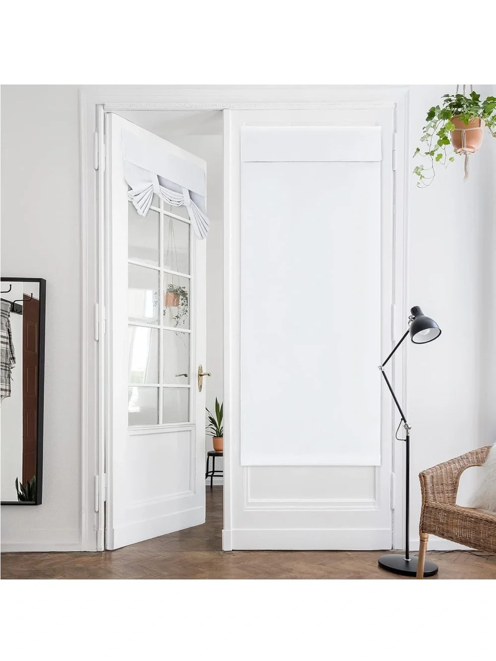 HOMEIDEAS Pure White French Door Curtain Panel 26” x 68” New